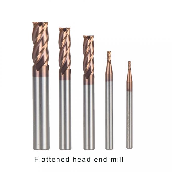 Tungsten Steel End Mills HRC55 Coated TiAIN 4 Flute Flattened Head CNC
