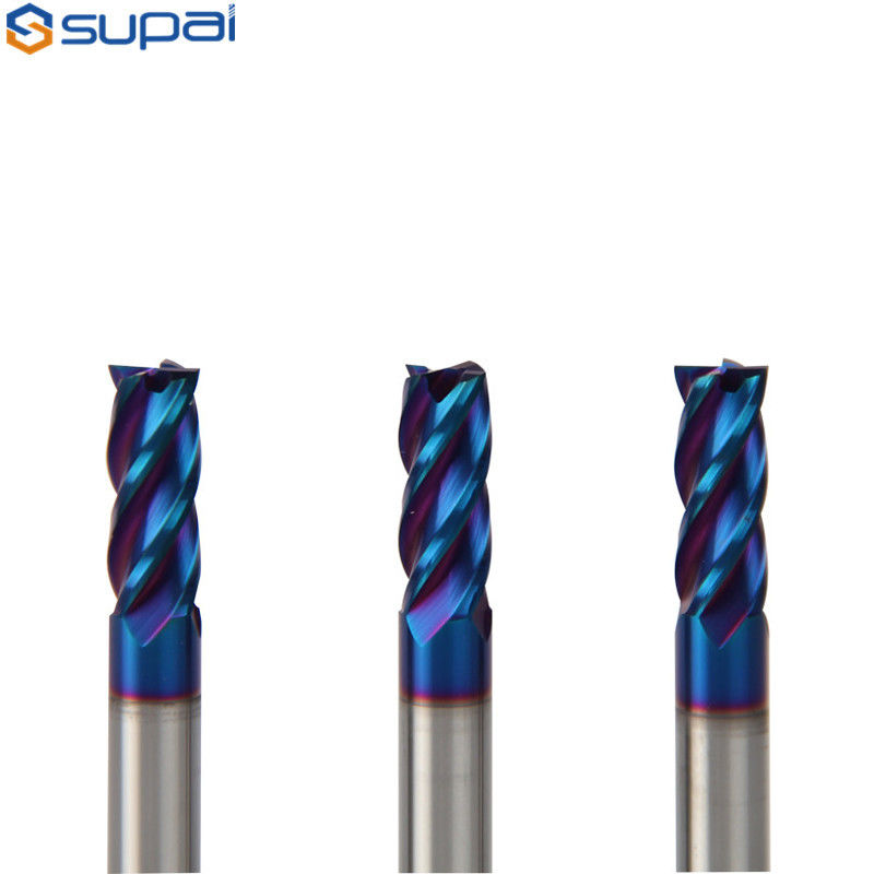High Precision Bull Nose End Mill Tools Blue Coating Carbide 4 Flutes 1