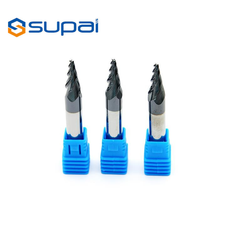 High Speed Tapered Ball Nose End Mill CNC Milling Cutters Customized Length