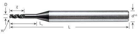3 flute corner radius end mills – reinforced shank for tough machining application (Titan AX / AXM) extended length