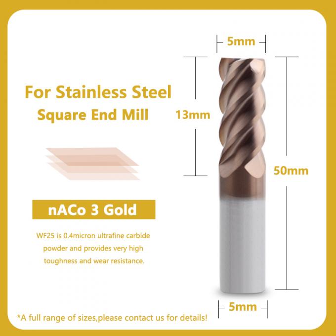 Special Design Solid Carbide End Mill 6x50mm4F Brazed For Stainless Steel