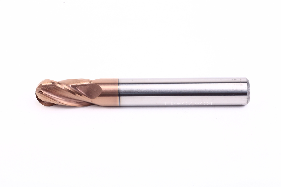 4 Flutes CNC Milling Ball Nose End Mill with Axial Rake Angle -7°