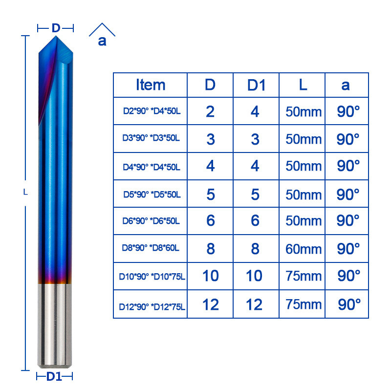 High Speed Chamfer End Mill - 3 Flute, 45° Helix Angle, 3/8'' Shank