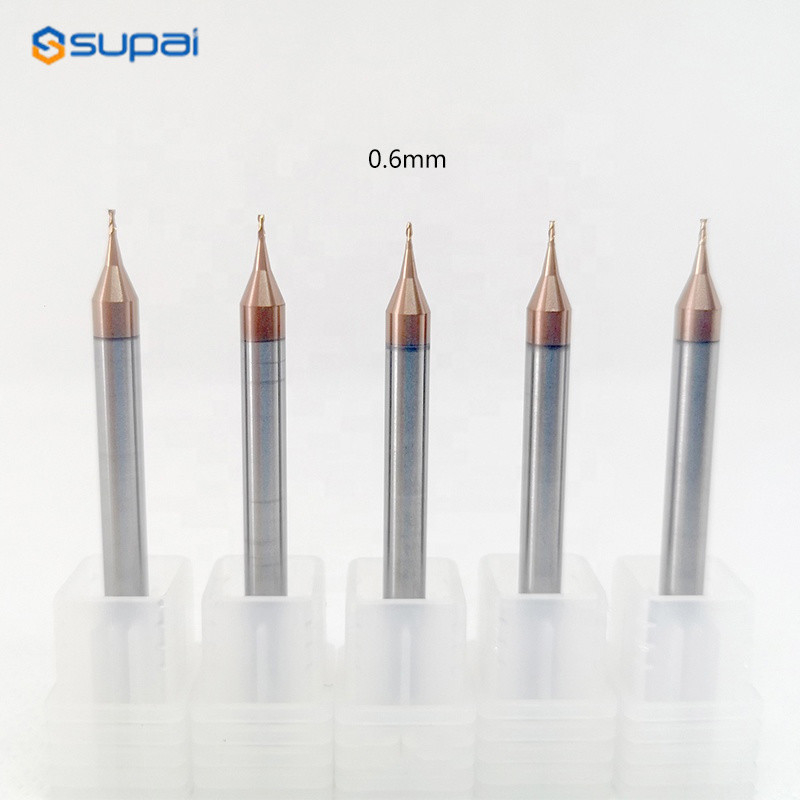 0.2-0.9mm Micro End Mills 30° Helix Angle for Steel Brass Milling