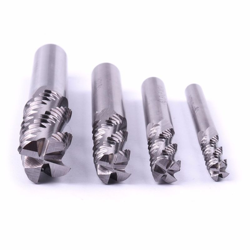 4 Flute AlTiN Coating HRC50 Roughing End Mill 0.6 - 0.8 Um Grain Size Carbide Cutting Tools For Metal