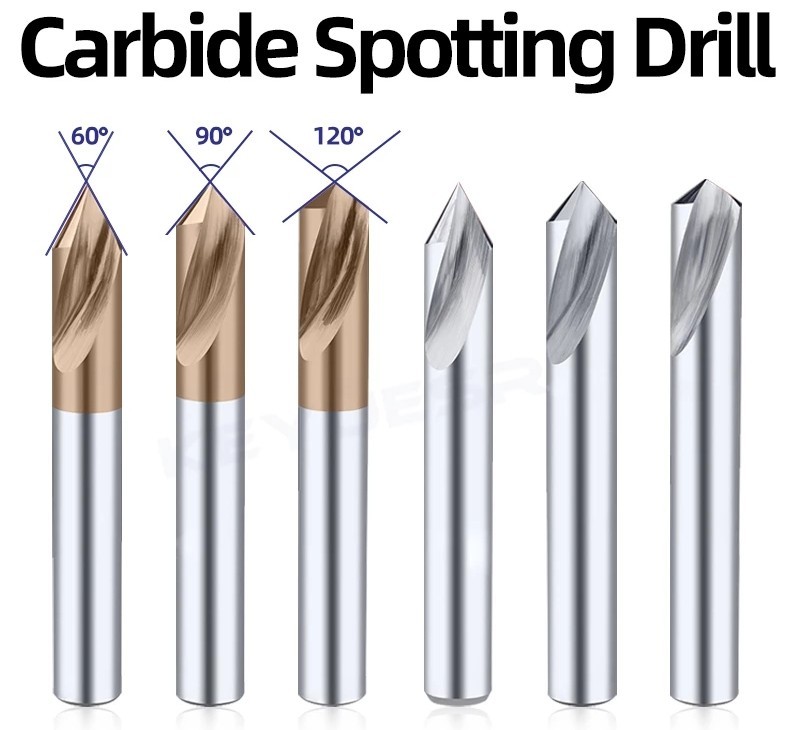 TiN Coating CNC Spot Drill Bits Diameter 4 6 8 10mm For Stainless Steel Aluminum Drilling