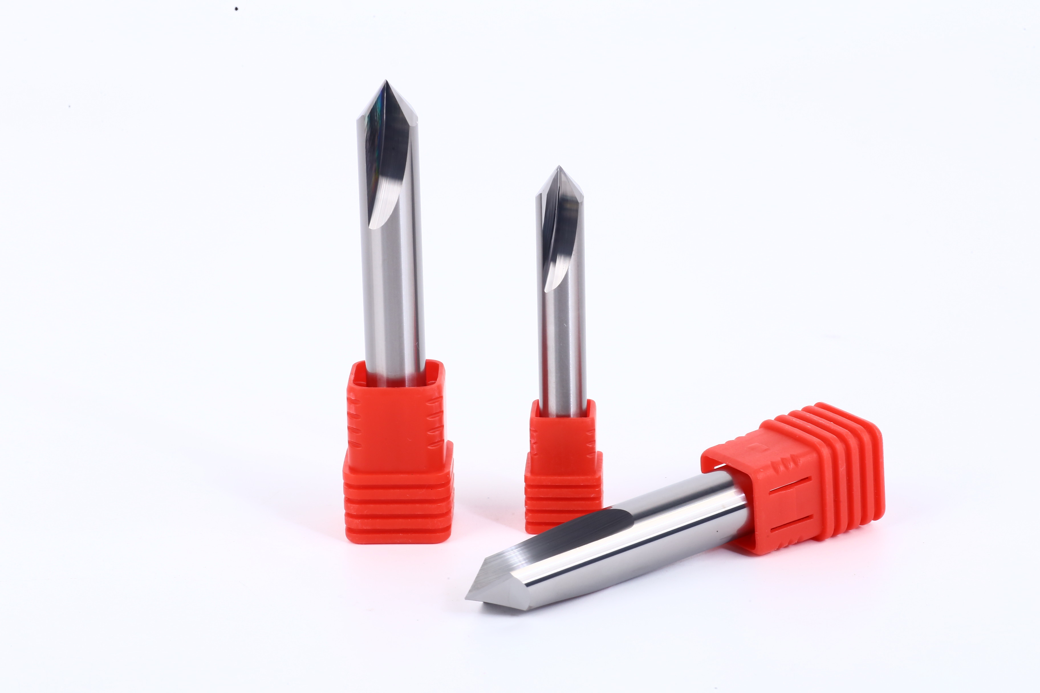 Solid Carbide Precision Tools 4 Flutes Chamfer End Mill V Groove For Copper Aluminum Metal