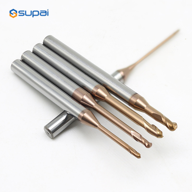 Dental Tools Carbide Long Neck End Mill Ball End Corner Radius 2Flute for Zirconium Composite Metal