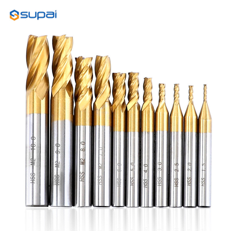 HSS End Mill 50-150mm Overall Length 2/4/6/8/10/12/14/16/18/20 Flutes No Coating